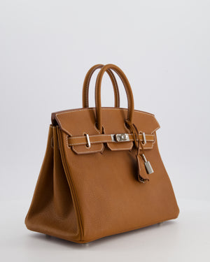 *RARE* Hermès Birkin 25 Retourne Bag in Fauve Barenia Faubourg Leather with Palladium Hardware