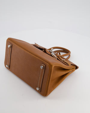 *RARE* Hermès Birkin 25 Retourne Bag in Fauve Barenia Faubourg Leather with Palladium Hardware