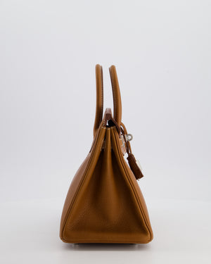 *RARE* Hermès Birkin 25 Retourne Bag in Fauve Barenia Faubourg Leather with Palladium Hardware