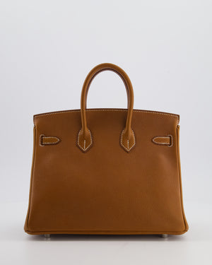 *RARE* Hermès Birkin 25 Retourne Bag in Fauve Barenia Faubourg Leather with Palladium Hardware
