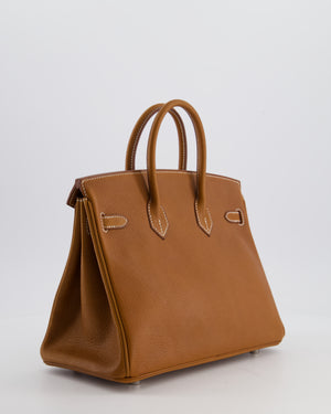 *RARE* Hermès Birkin 25 Retourne Bag in Fauve Barenia Faubourg Leather with Palladium Hardware