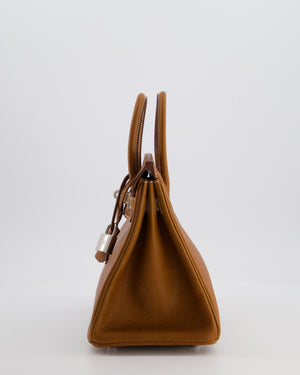 *RARE* Hermès Birkin 25 Retourne Bag in Fauve Barenia Faubourg Leather with Palladium Hardware