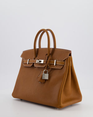 *RARE* Hermès Birkin 25 Retourne Bag in Fauve Barenia Faubourg Leather with Palladium Hardware