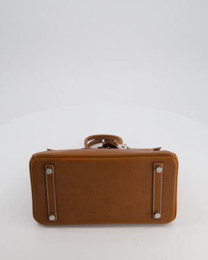 *RARE* Hermès Birkin 25 Retourne Bag in Fauve Barenia Faubourg Leather with Palladium Hardware