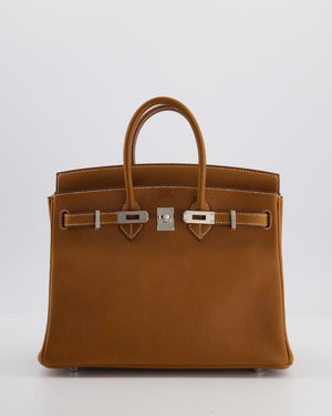 *RARE* Hermès Birkin 25 Retourne Bag in Fauve Barenia Faubourg Leather with Palladium Hardware