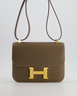 Hermès Constance III Miroir 24cm Bag in Etoupe Epsom Leather with Gold Hardware