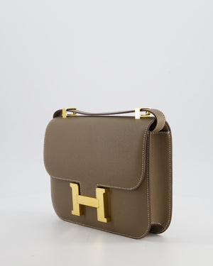 Hermès Constance III Miroir 24cm Bag in Etoupe Epsom Leather with Gold Hardware