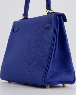 Hermès Kelly 25 Retourne Bag in Bleu France Togo Leather Bleu with Gold Hardware