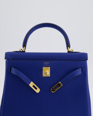 Hermès Kelly 25 Retourne Bag in Bleu France Togo Leather Bleu with Gold Hardware