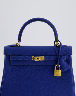 Hermès Kelly 25 Retourne Bag in Bleu France Togo Leather Bleu with Gold Hardware