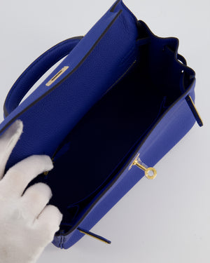 Hermès Kelly 25 Retourne Bag in Bleu France Togo Leather Bleu with Gold Hardware