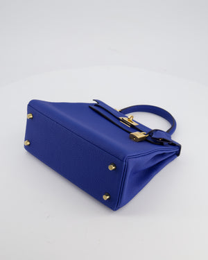 Hermès Kelly 25 Retourne Bag in Bleu France Togo Leather Bleu with Gold Hardware