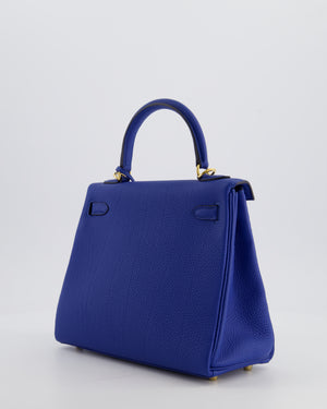 Hermès Kelly 25 Retourne Bag in Bleu France Togo Leather Bleu with Gold Hardware