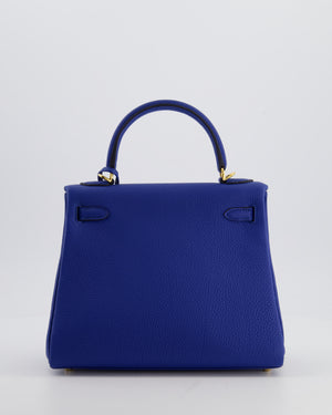 Hermès Kelly 25 Retourne Bag in Bleu France Togo Leather Bleu with Gold Hardware