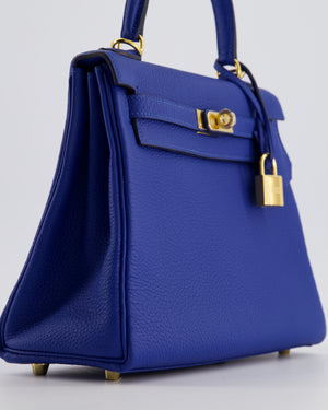 Hermès Kelly 25 Retourne Bag in Bleu France Togo Leather Bleu with Gold Hardware