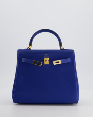 Hermès Kelly 25 Retourne Bag in Bleu France Togo Leather Bleu with Gold Hardware