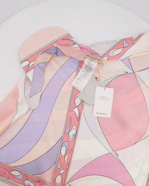 Emilio Pucci Silk-Twill Cap in Pastel Pink, Lilac and White