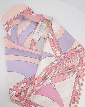 Emilio Pucci Silk-Twill Cap in Pastel Pink, Lilac and White