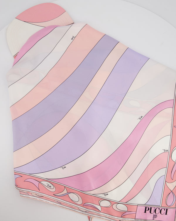 Emilio Pucci Silk-Twill Cap in Pastel Pink, Lilac and White