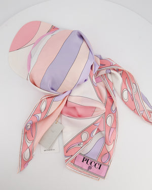 Emilio Pucci Silk-Twill Cap in Pastel Pink, Lilac and White
