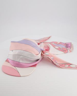 Emilio Pucci Silk-Twill Cap in Pastel Pink, Lilac and White