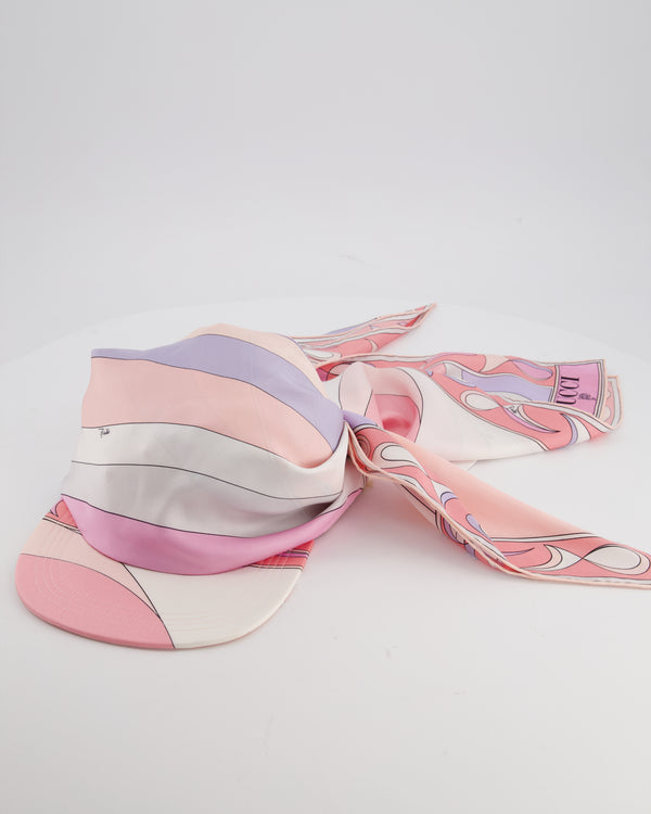Emilio Pucci Silk-Twill Cap in Pastel Pink, Lilac and White