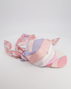 Emilio Pucci Silk-Twill Cap in Pastel Pink, Lilac and White