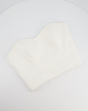 Pritch White Sleeveless Cropped Leather Top with Sweetheart Neckline Size S (UK 8)