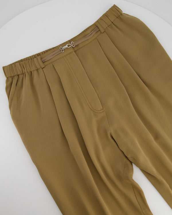 Lanvin Bronze Silk Straight Leg Trousers Size FR 38 (UK 10)