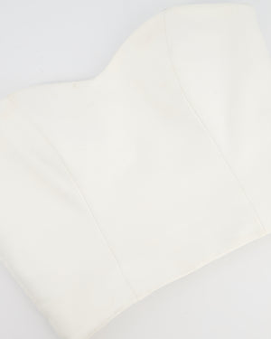 Pritch White Sleeveless Cropped Leather Top with Sweetheart Neckline Size S (UK 8)