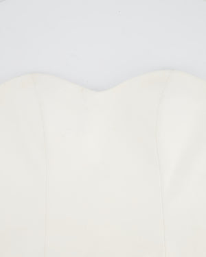 Pritch White Sleeveless Cropped Leather Top with Sweetheart Neckline Size S (UK 8)