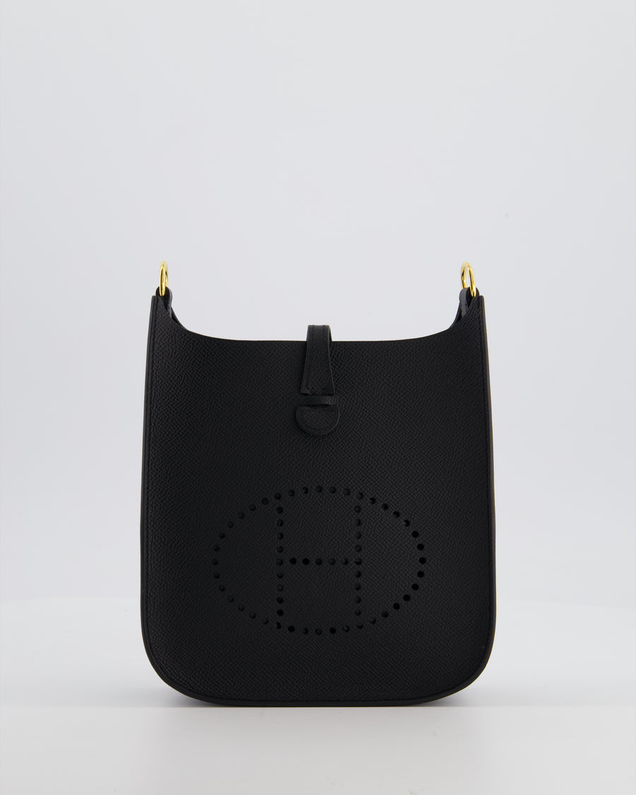 *SUPER RARE* Hermès Mini Evelyne Sellier Bag in Black Epsom Leather with Gold Hardware