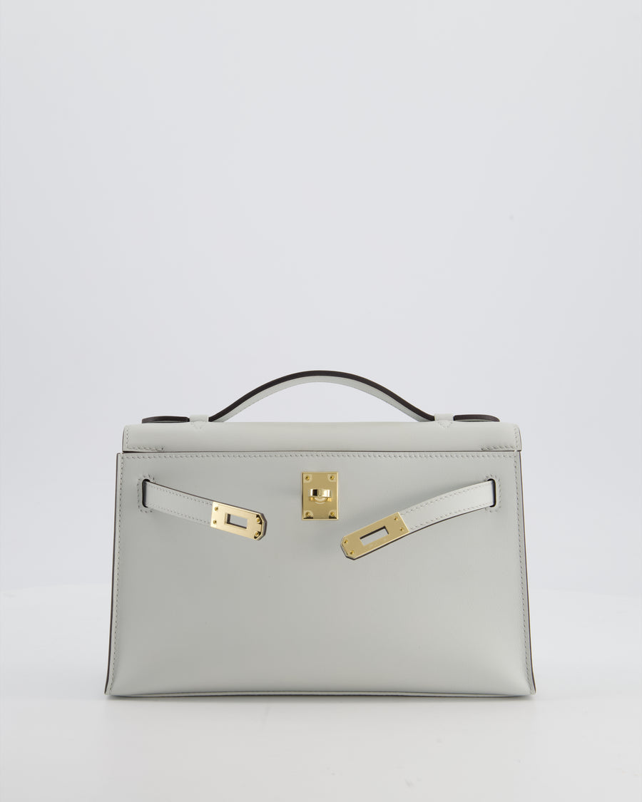*HOT COLOUR* Hermès Mini Kelly Pochette Bag in Bleu Glacier Swift Leather with Permabrass Hardware