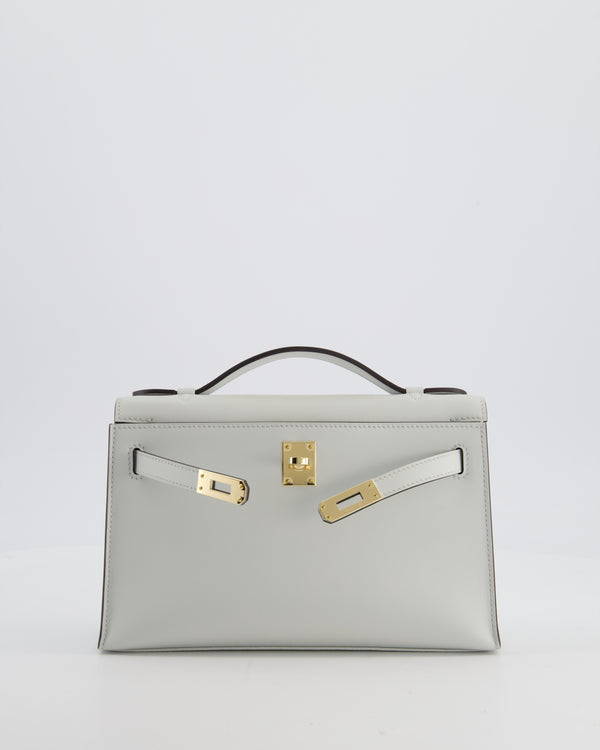 *HOT COLOUR* Hermès Mini Kelly Pochette Bag in Bleu Glacier Swift Leather with Permabrass Hardware
