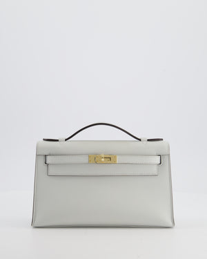 *HOT COLOUR* Hermès Mini Kelly Pochette Bag in Bleu Glacier Swift Leather with Permabrass Hardware