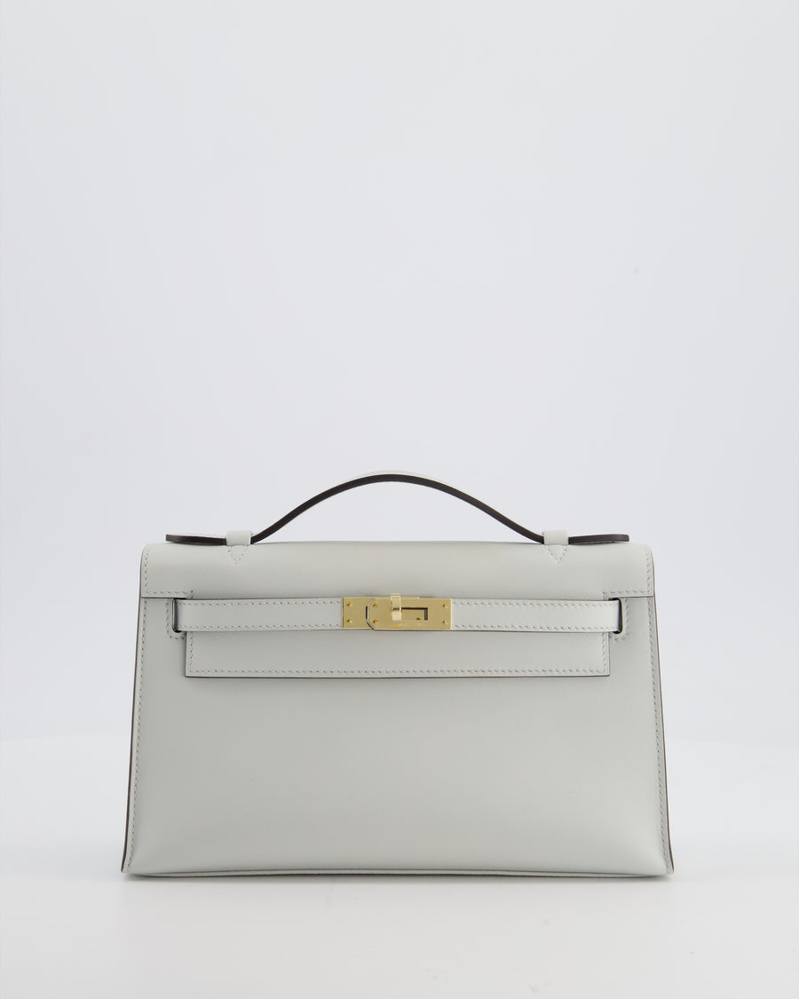 *HOT COLOUR* Hermès Mini Kelly Pochette Bag in Bleu Glacier Swift Leather with Permabrass Hardware
