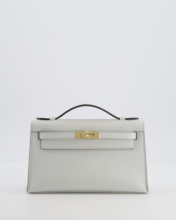 *HOT COLOUR* Hermès Mini Kelly Pochette Bag in Bleu Glacier Swift Leather with Permabrass Hardware
