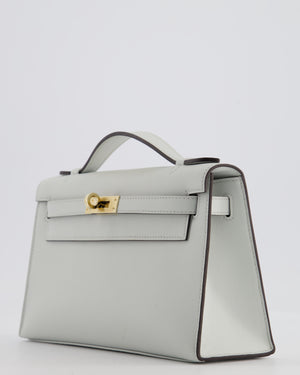 *HOT COLOUR* Hermès Mini Kelly Pochette Bag in Bleu Glacier Swift Leather with Permabrass Hardware