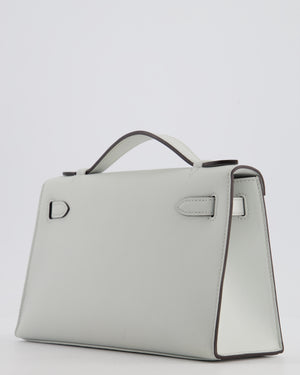 *HOT COLOUR* Hermès Mini Kelly Pochette Bag in Bleu Glacier Swift Leather with Permabrass Hardware