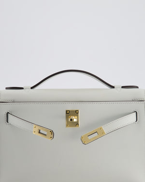 *HOT COLOUR* Hermès Mini Kelly Pochette Bag in Bleu Glacier Swift Leather with Permabrass Hardware