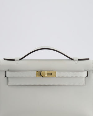 *HOT COLOUR* Hermès Mini Kelly Pochette Bag in Bleu Glacier Swift Leather with Permabrass Hardware