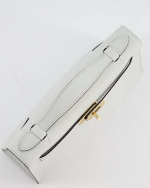 *HOT COLOUR* Hermès Mini Kelly Pochette Bag in Bleu Glacier Swift Leather with Permabrass Hardware