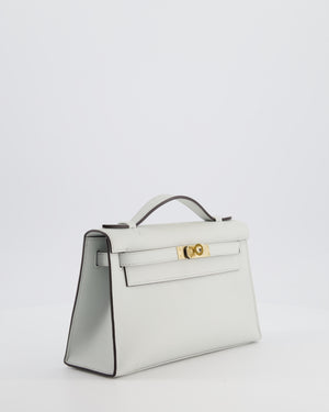 *HOT COLOUR* Hermès Mini Kelly Pochette Bag in Bleu Glacier Swift Leather with Permabrass Hardware