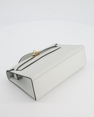 *HOT COLOUR* Hermès Mini Kelly Pochette Bag in Bleu Glacier Swift Leather with Permabrass Hardware