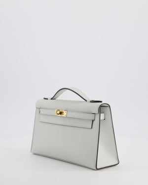 *HOT COLOUR* Hermès Mini Kelly Pochette Bag in Bleu Glacier Swift Leather with Permabrass Hardware