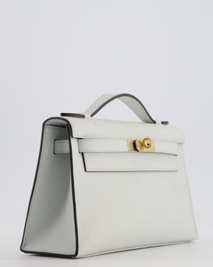 *HOT COLOUR* Hermès Mini Kelly Pochette Bag in Bleu Glacier Swift Leather with Permabrass Hardware