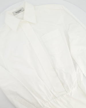 Valentino White Long Sleeve Cotton Button Down Playsuit Size IT 36 (UK 4)