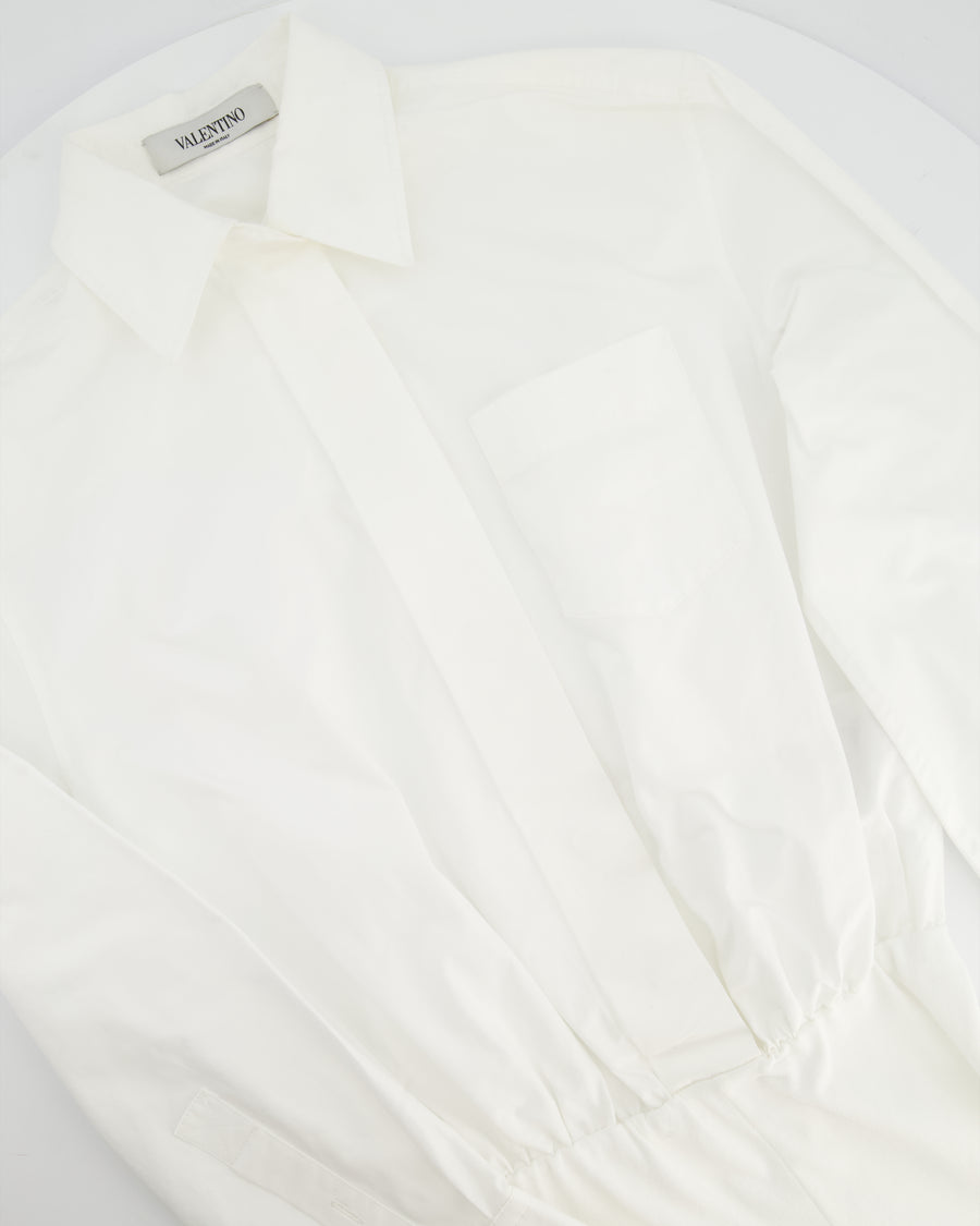 Valentino White Long Sleeve Cotton Button Down Playsuit Size IT 36 (UK 4)