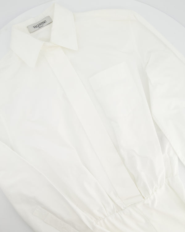 Valentino White Long Sleeve Cotton Button Down Playsuit Size IT 36 (UK 4)