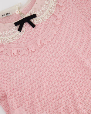 Miu Miu Baby Pink Peter Pan Collar Cashmere Knit Jumper Size IT 42 (UK 10) RRP £990